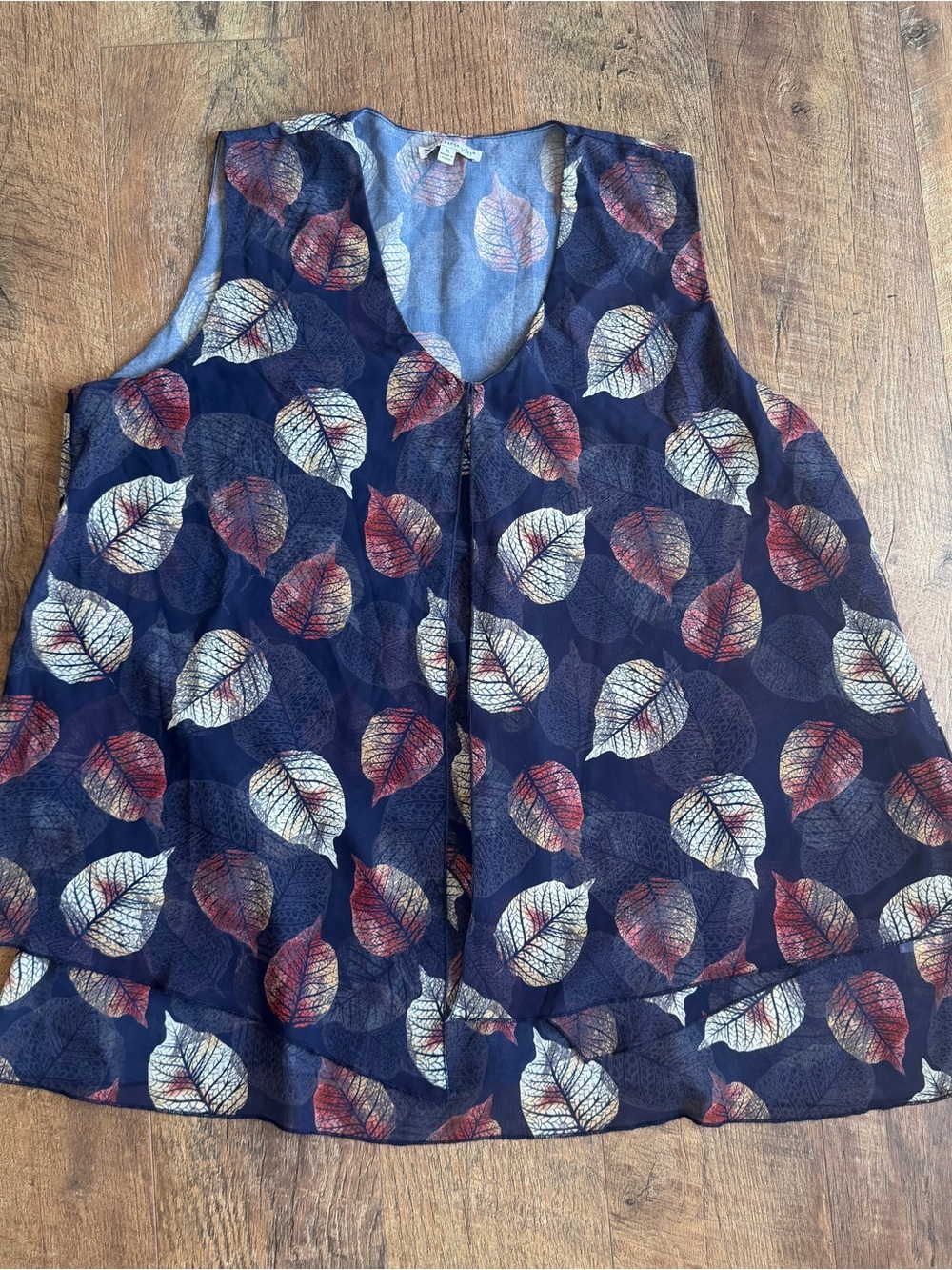 NorthStyle Women's Flowy Layered Tank Top Leaf Print V-Neck Swing Shirt XL